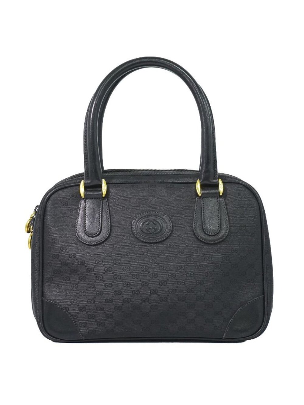 Gucci Vintage Micro GG Mini Boston Bag Black